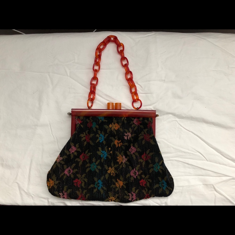 Sale!  Vintage Cross-Stitched Shoulder Bag